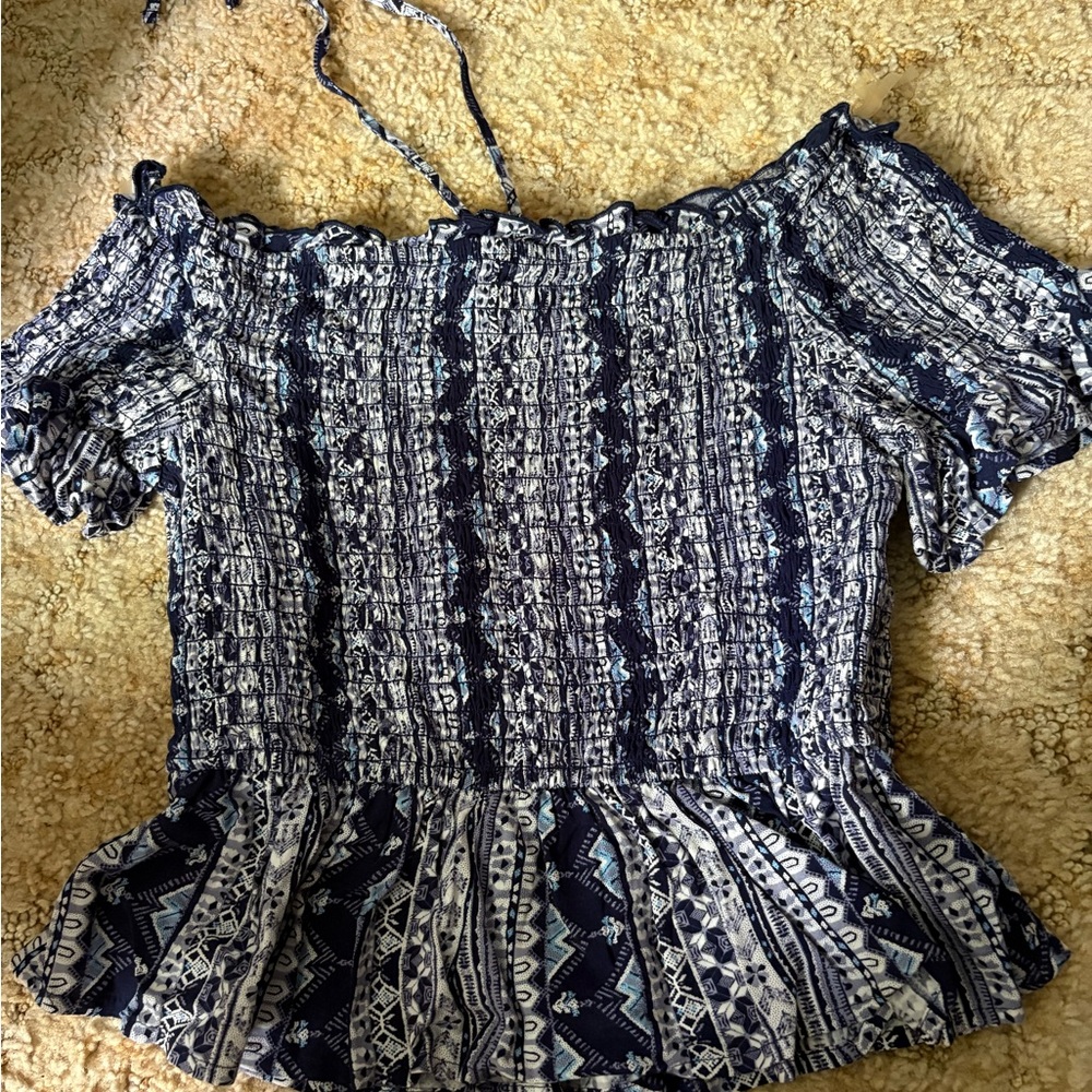 Blue Off-Shoulder Top
